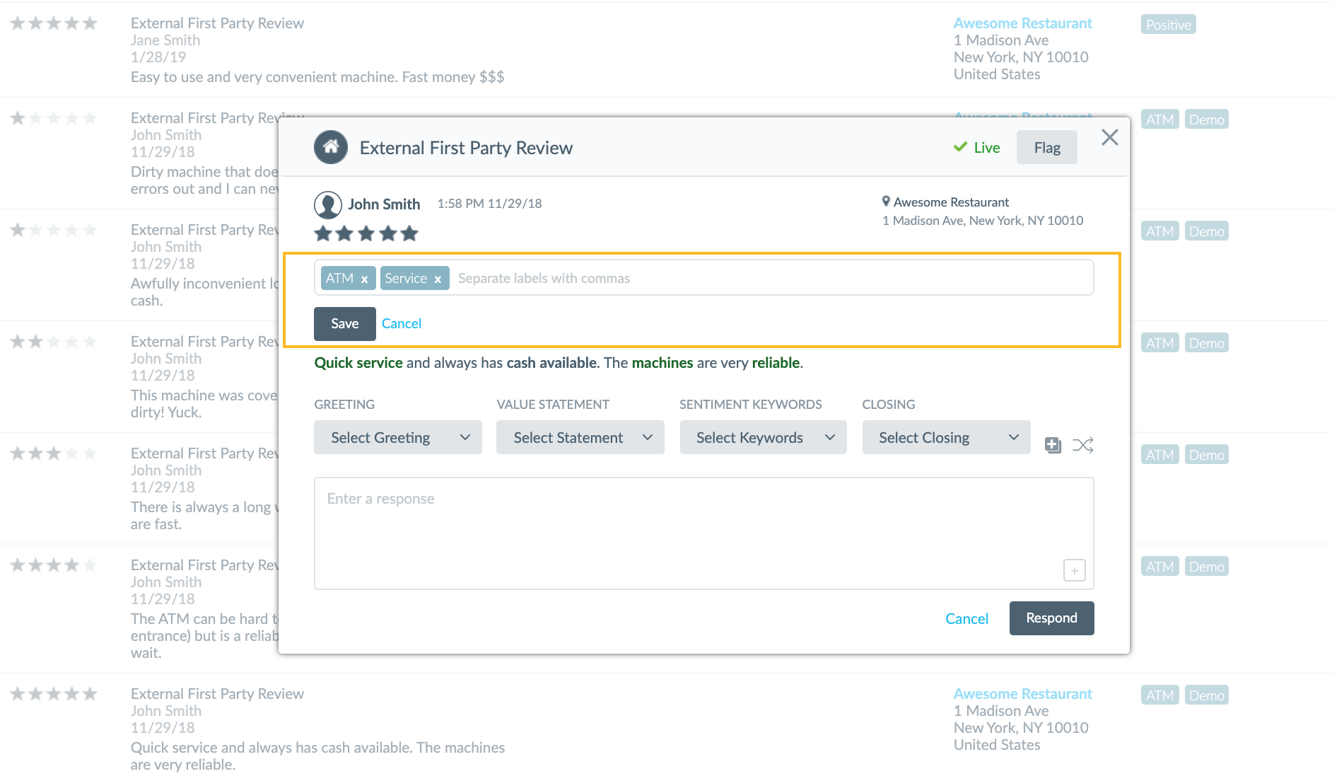 add an individual review label