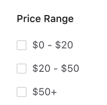 numerical facet example using price range