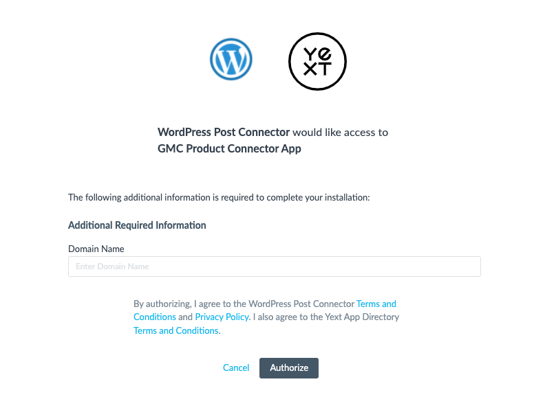 Grant access to the Wordpress connector
