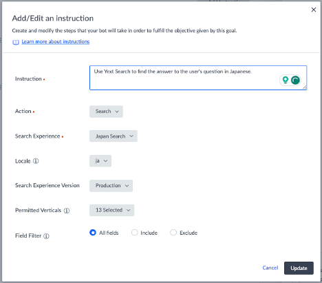 Japanese Search Instruction Setup