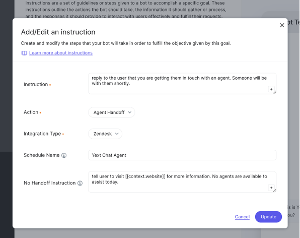 Live agent no handoff instructions