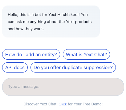Chat UI message suggestions and footer
