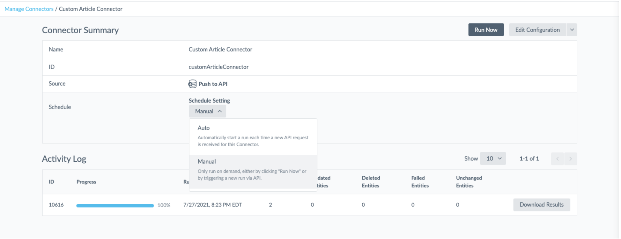 pull connector schedule