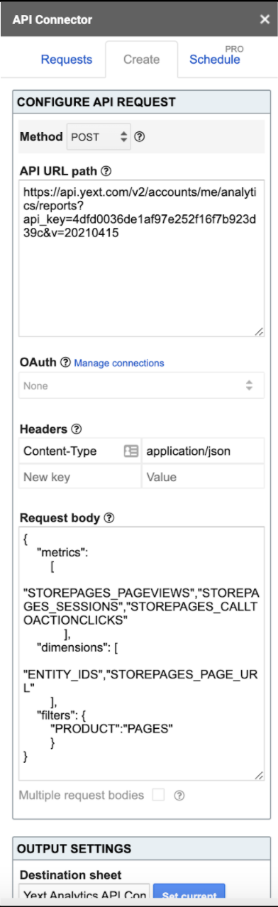 api connector in google