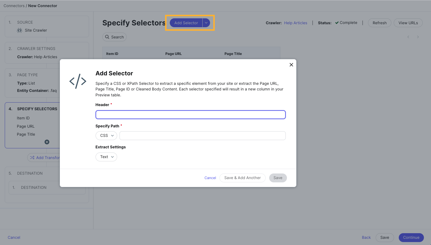 Add a new selector
