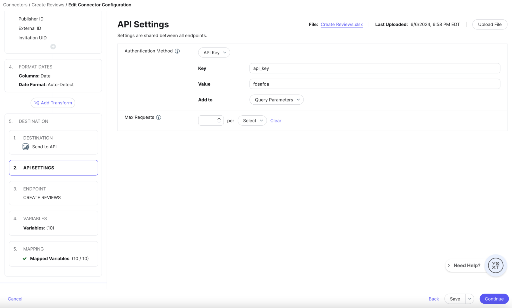 Configure API settings