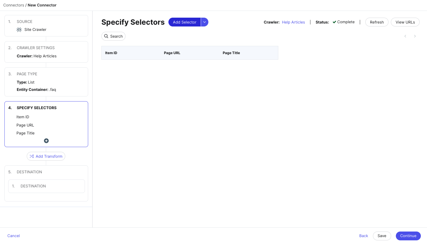 Default selectors added