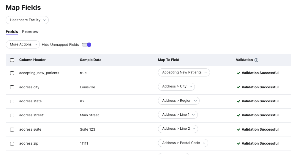 Review mapped fields from Kyruus