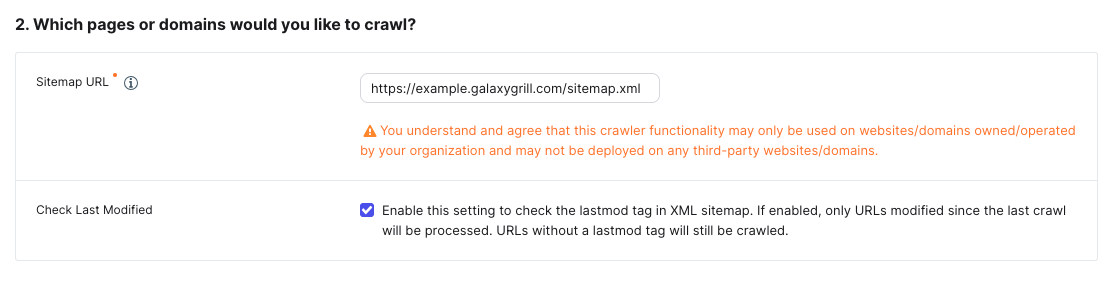 Enter the sitemap details
