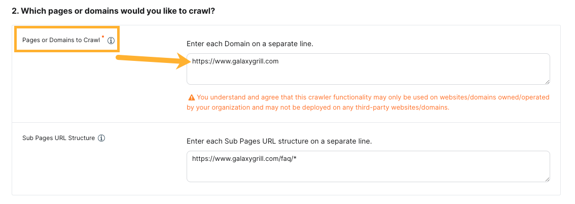 Enter your start domains