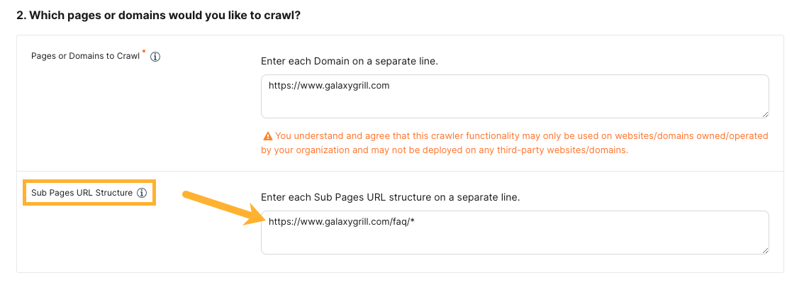 Enter a sub-page URL structure if desired