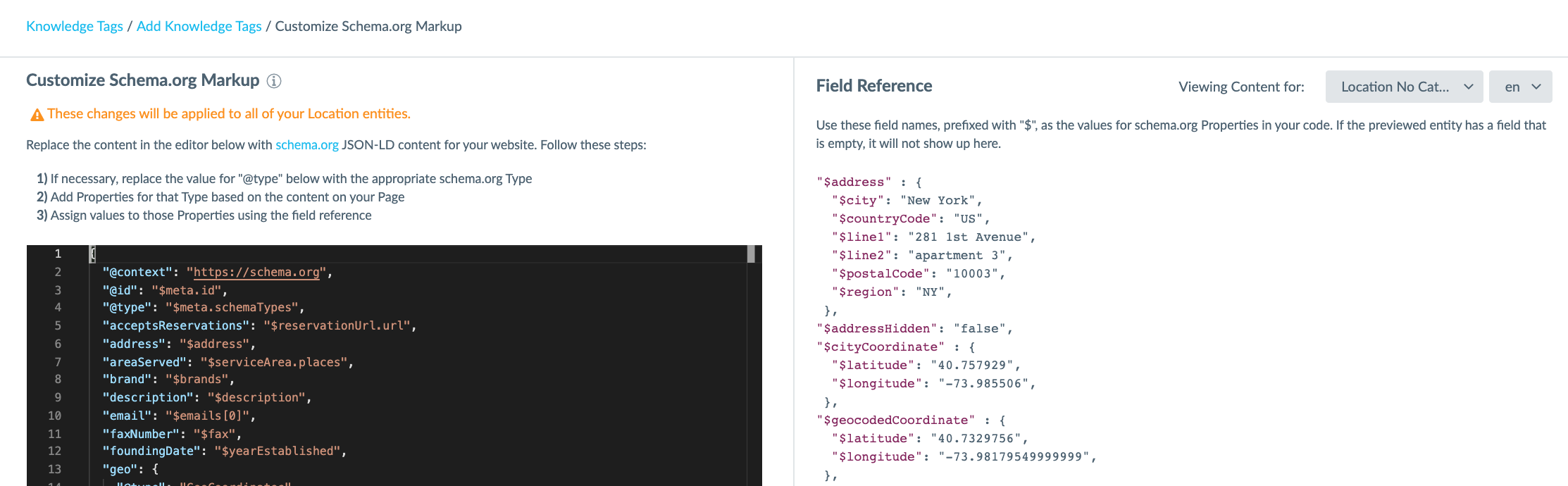 Customize Schema Page