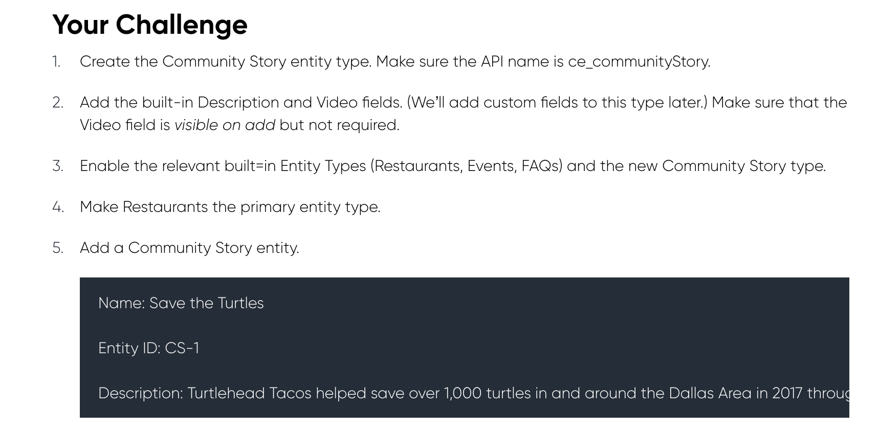 example challenge instructions