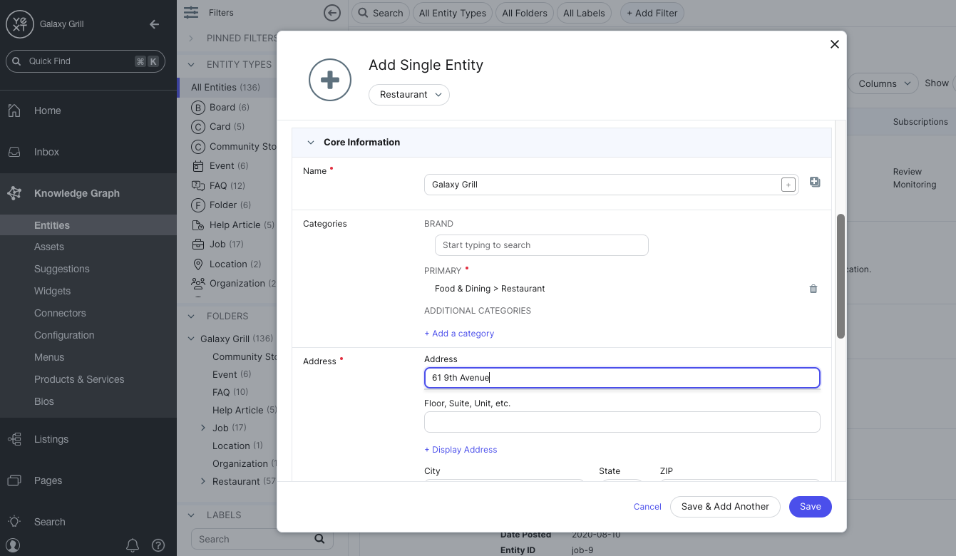 Fill out fields when creating an entity