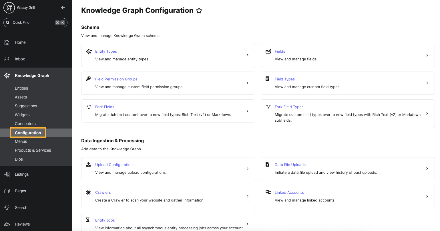 Click Configuration to expand the Configuration menu