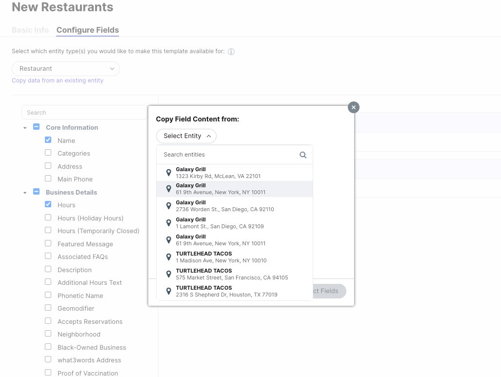 Select entity to copy