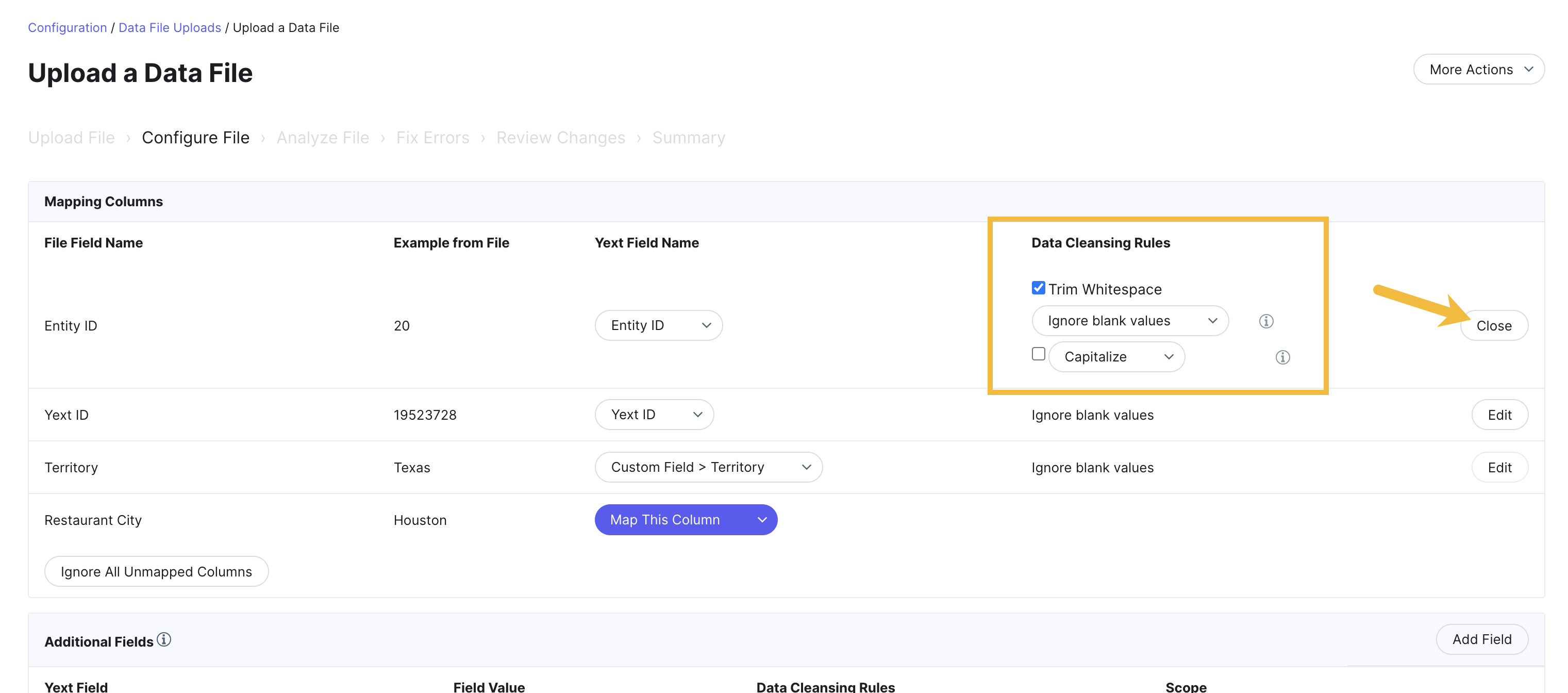 Edit data cleansing rules