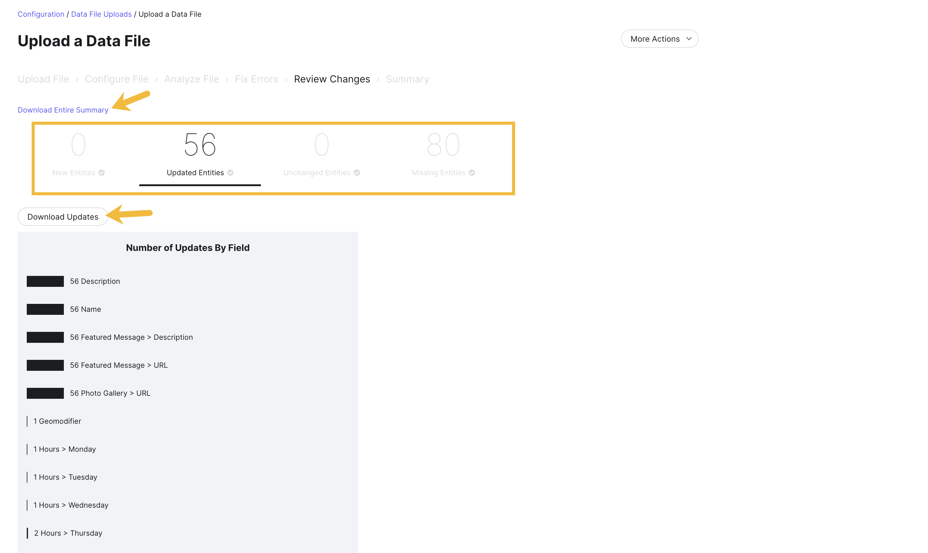 Review changes by category