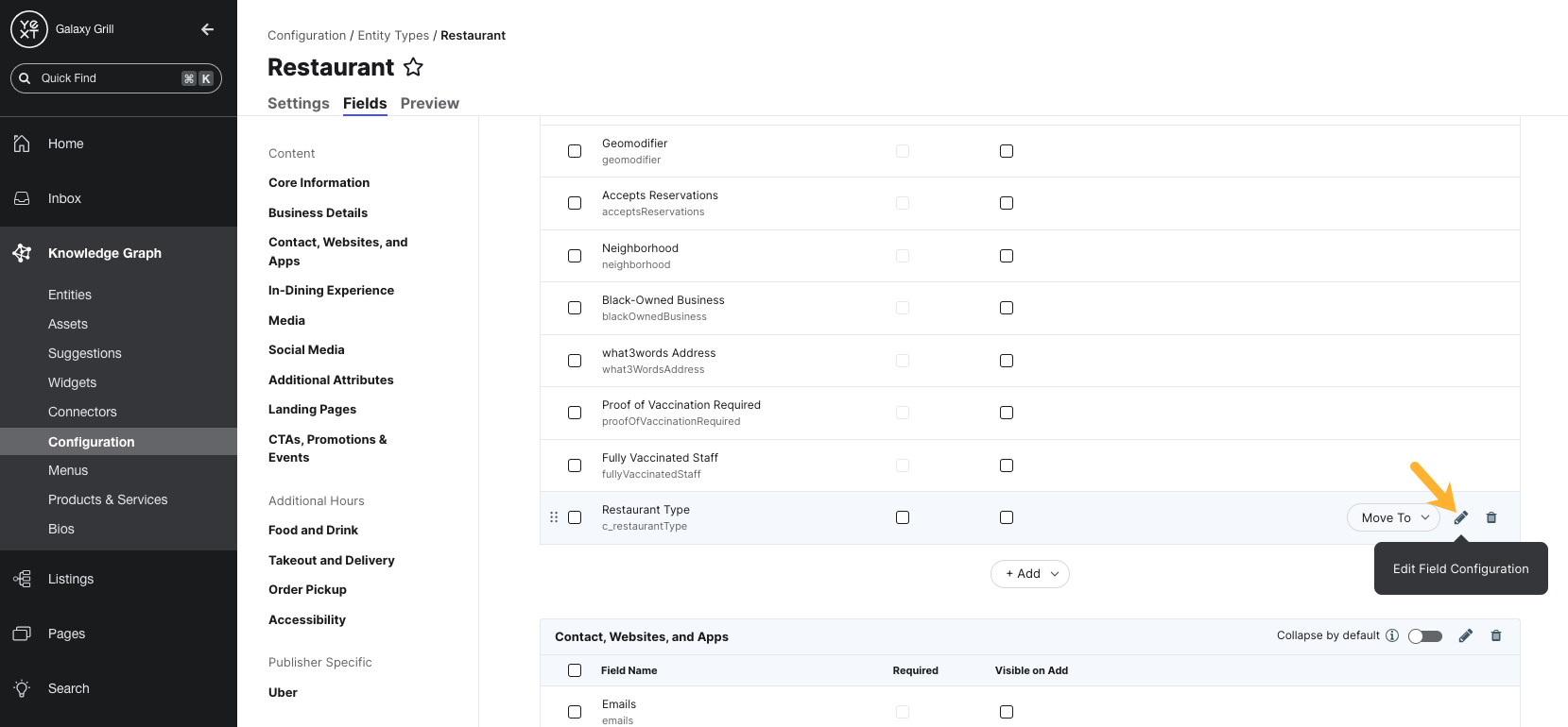 Configure a field on an entity type