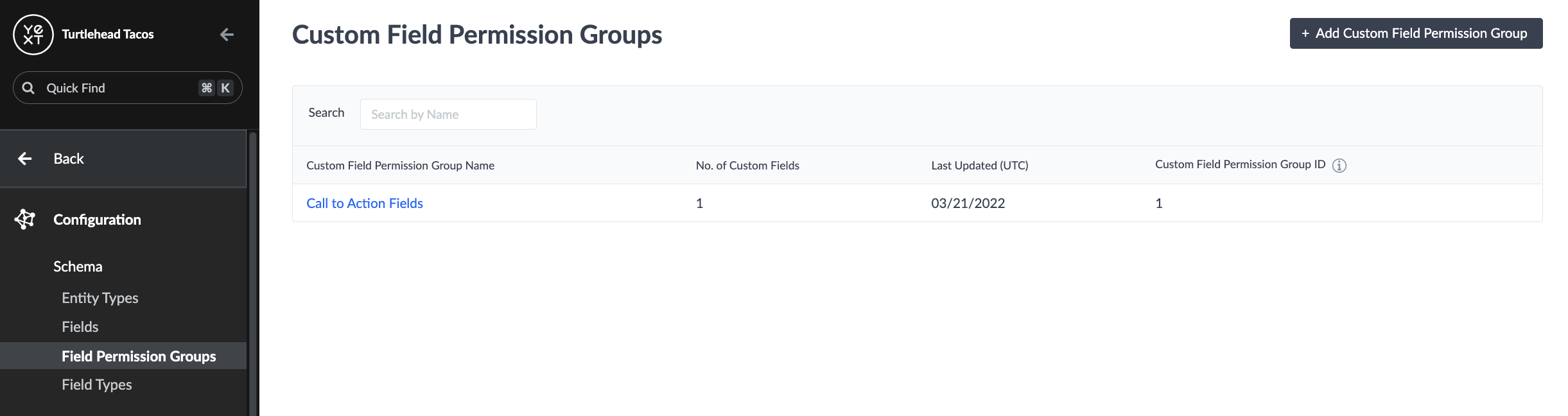 add custom field permission group