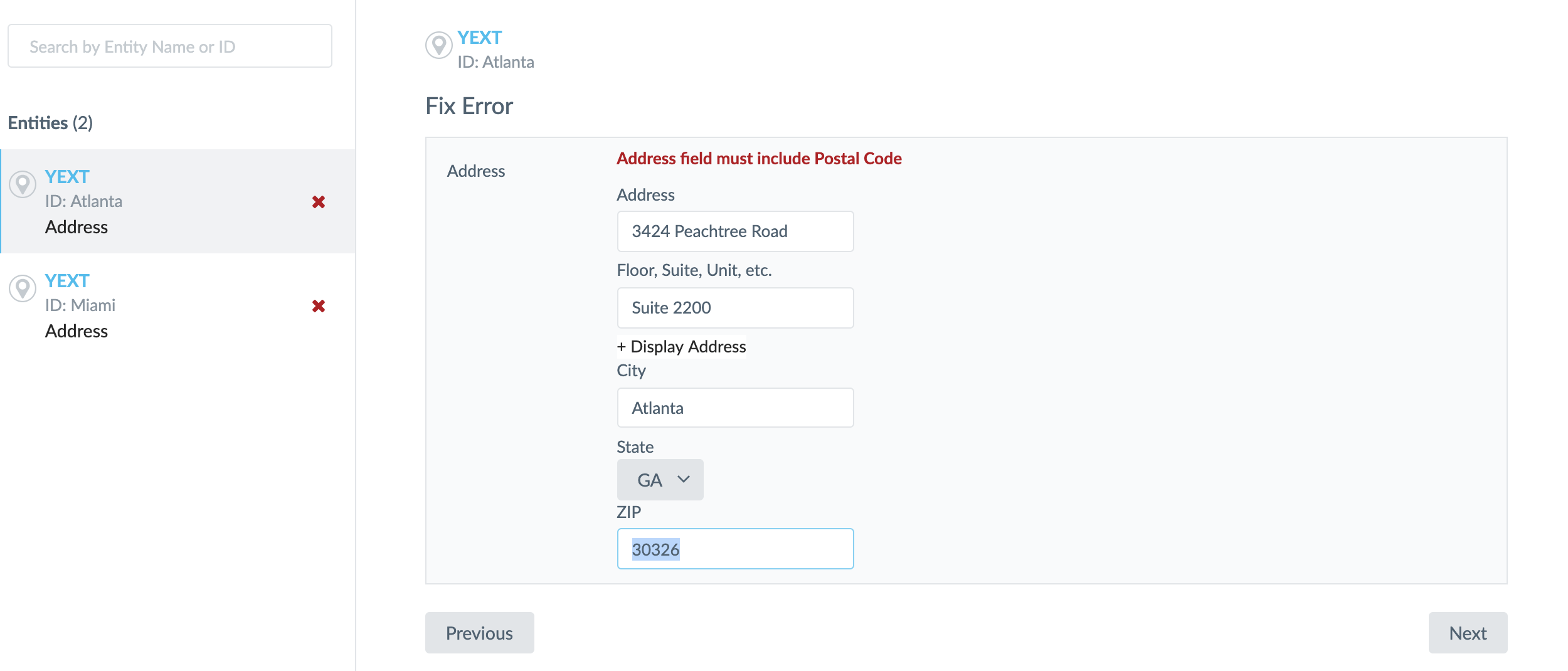 field view for fixing errors