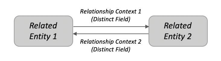 visual description of two way entity relationships via a distinct field