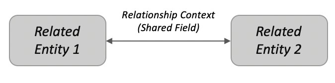visual description of two way entity relationships via a shared field