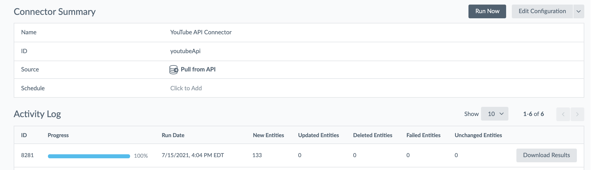 connector load summary page