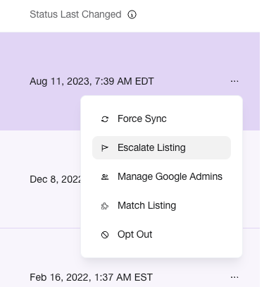 Escalate a listing