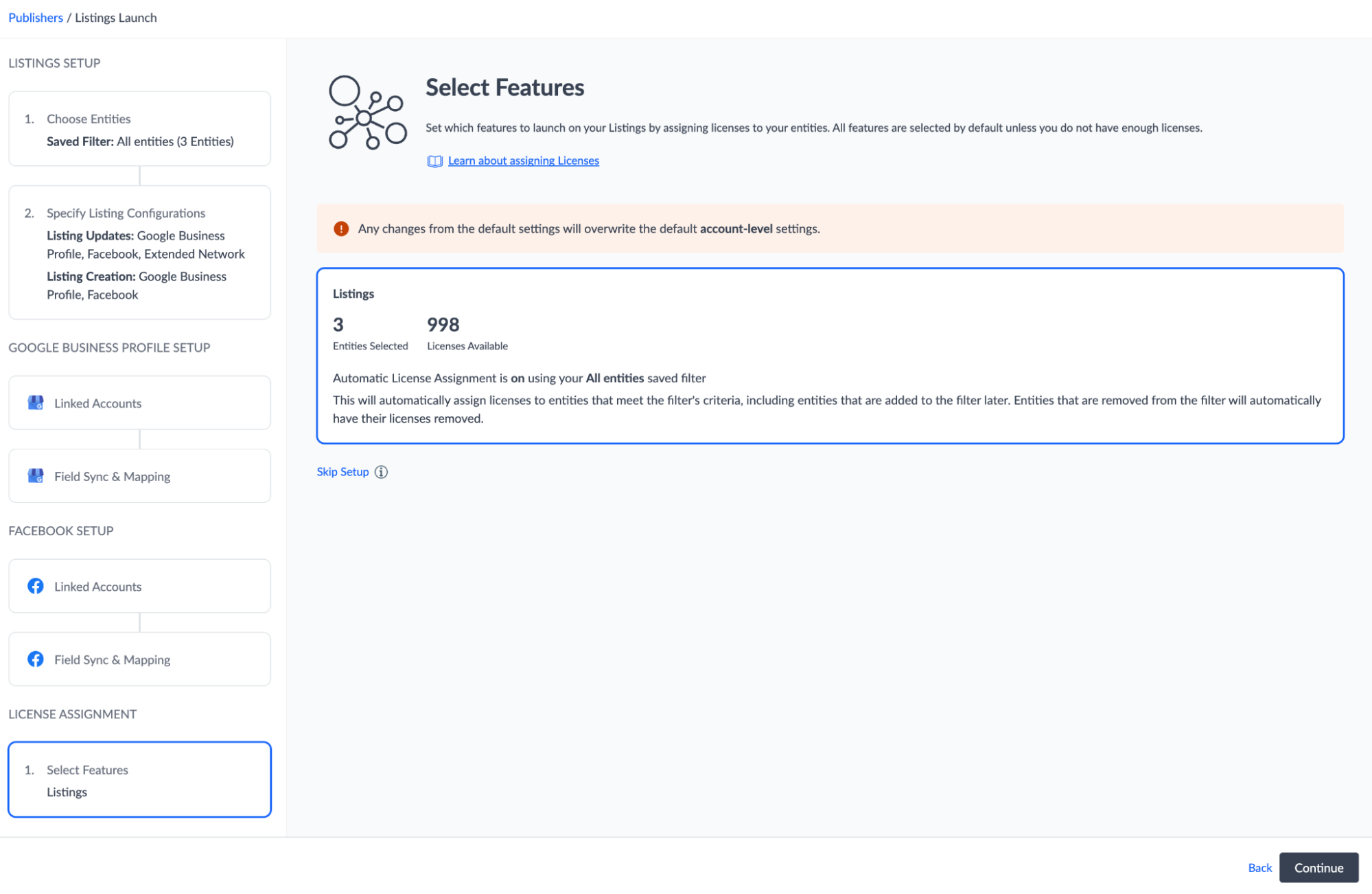 Select your license packs