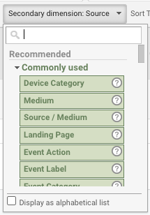 google analytics source as secondary dimension