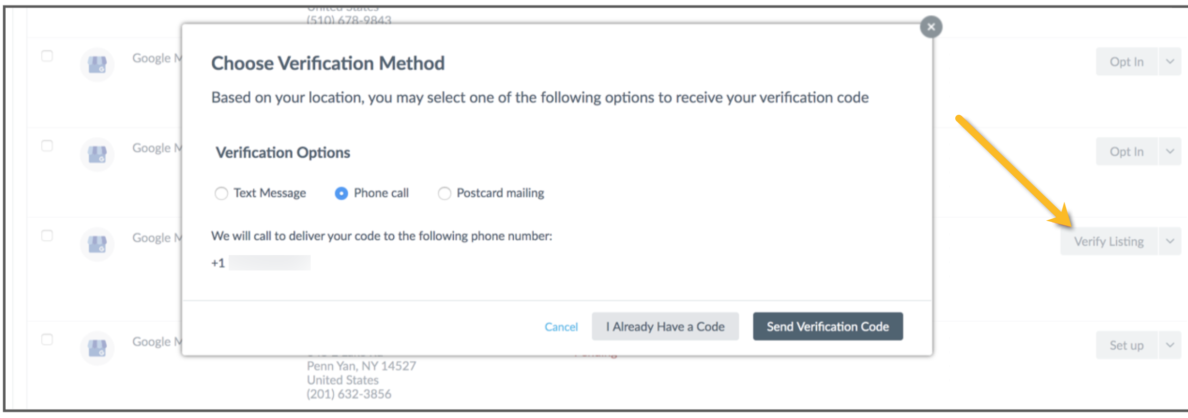 choose verification method modal