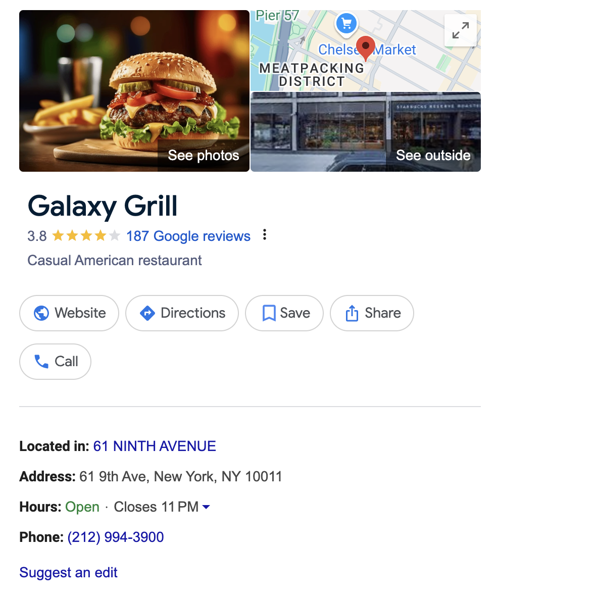 Galaxy Grill NYC location