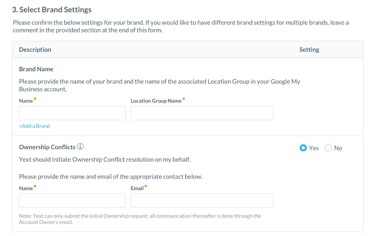 second steps in Google launch form