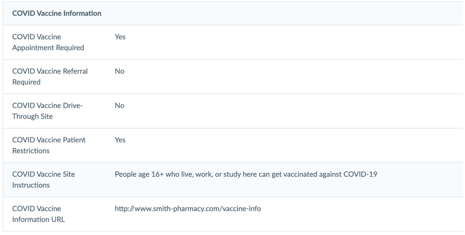 Informations relatives à la vaccination contre le COVID