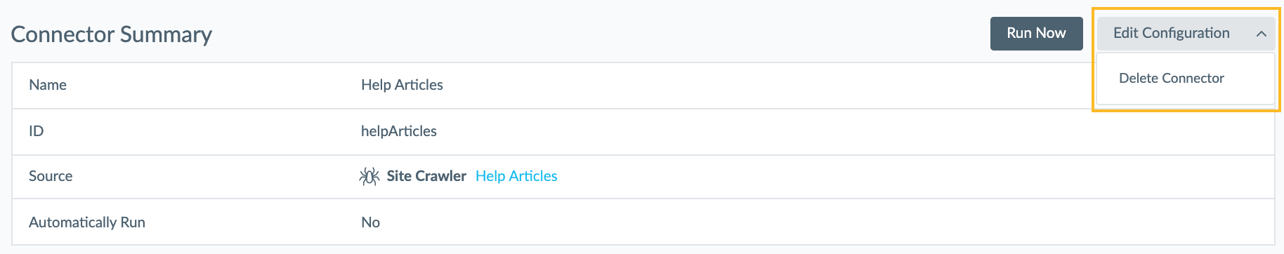 Elimina o modifica il menu a tendina per la configurazione