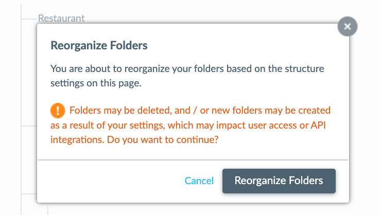 Reorganize Folders Disclaimer Warning