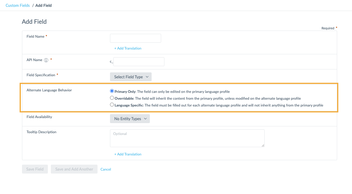 set custom field behavior