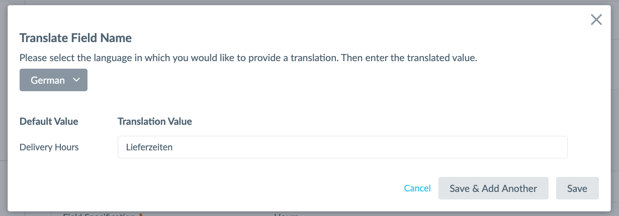field name translation modal