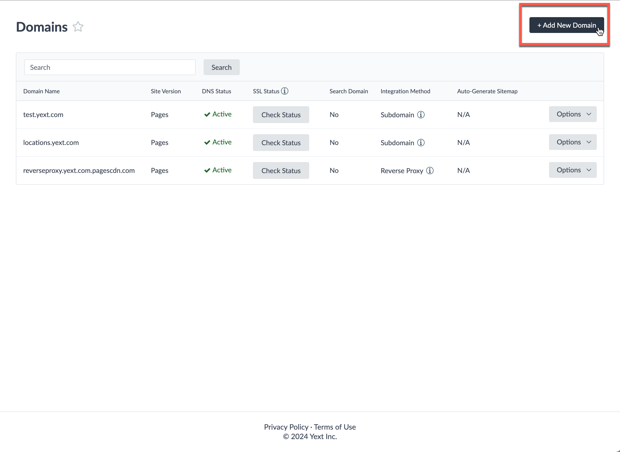 domains UI