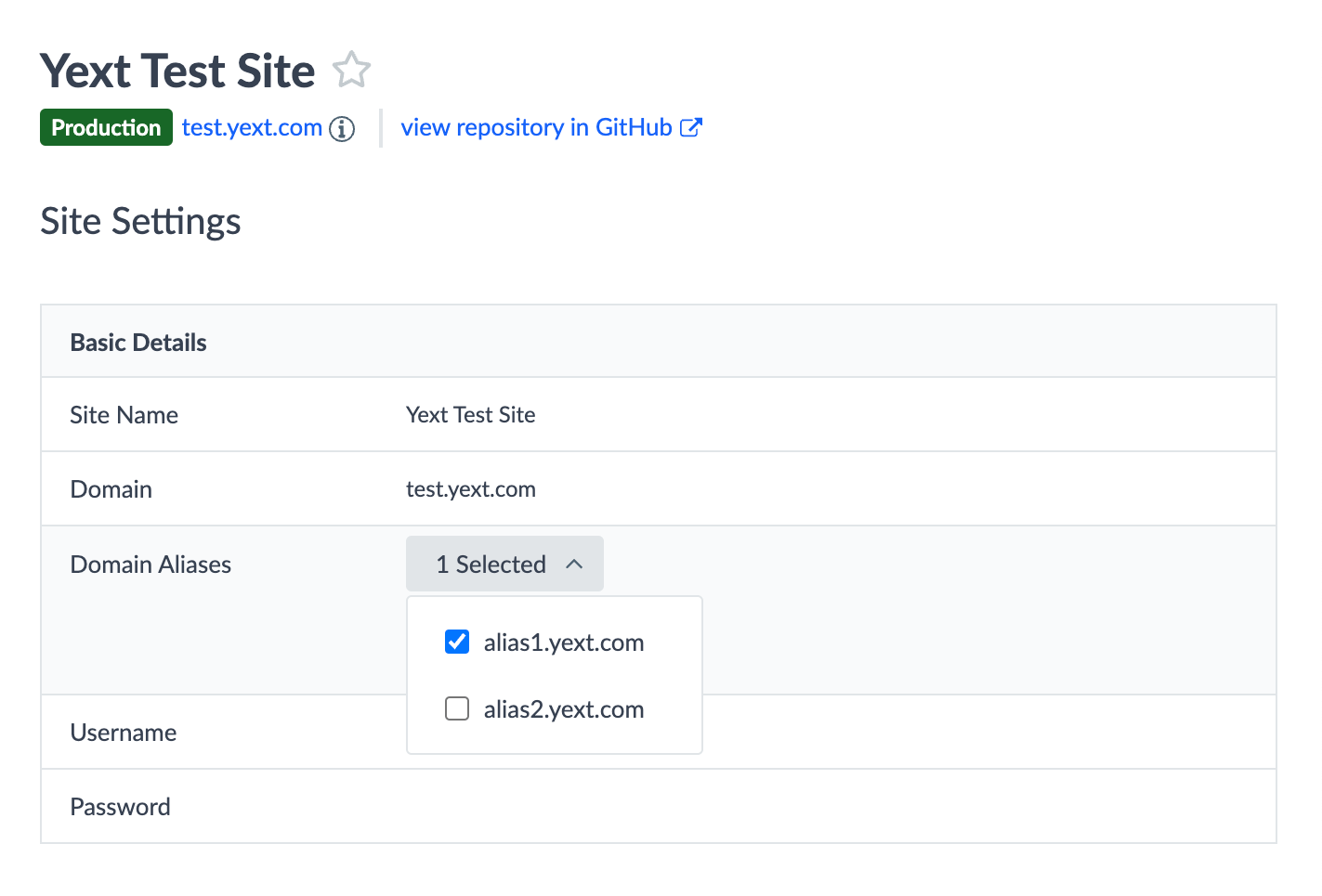 domain aliases in site settings