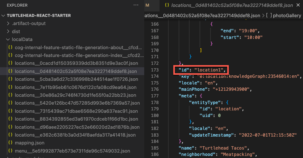 localData location1 JSON document