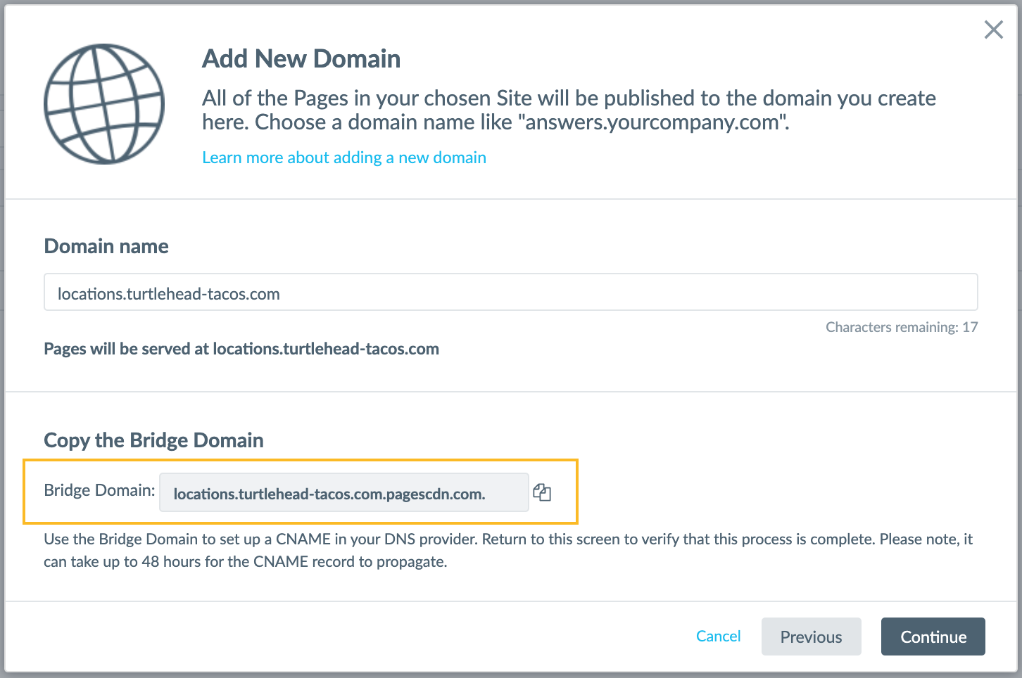 Copy bridge domain