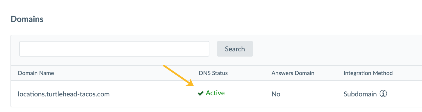 DNS status active