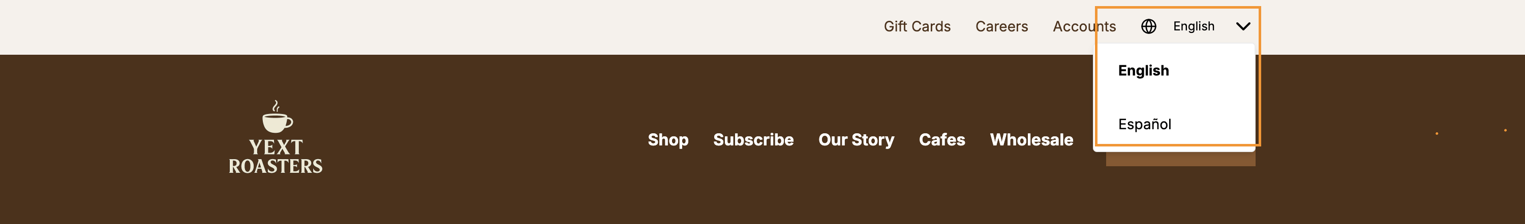 preview showing language dropdown