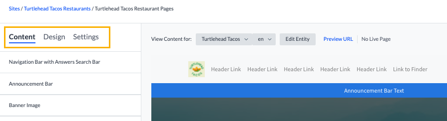 Pages tabs