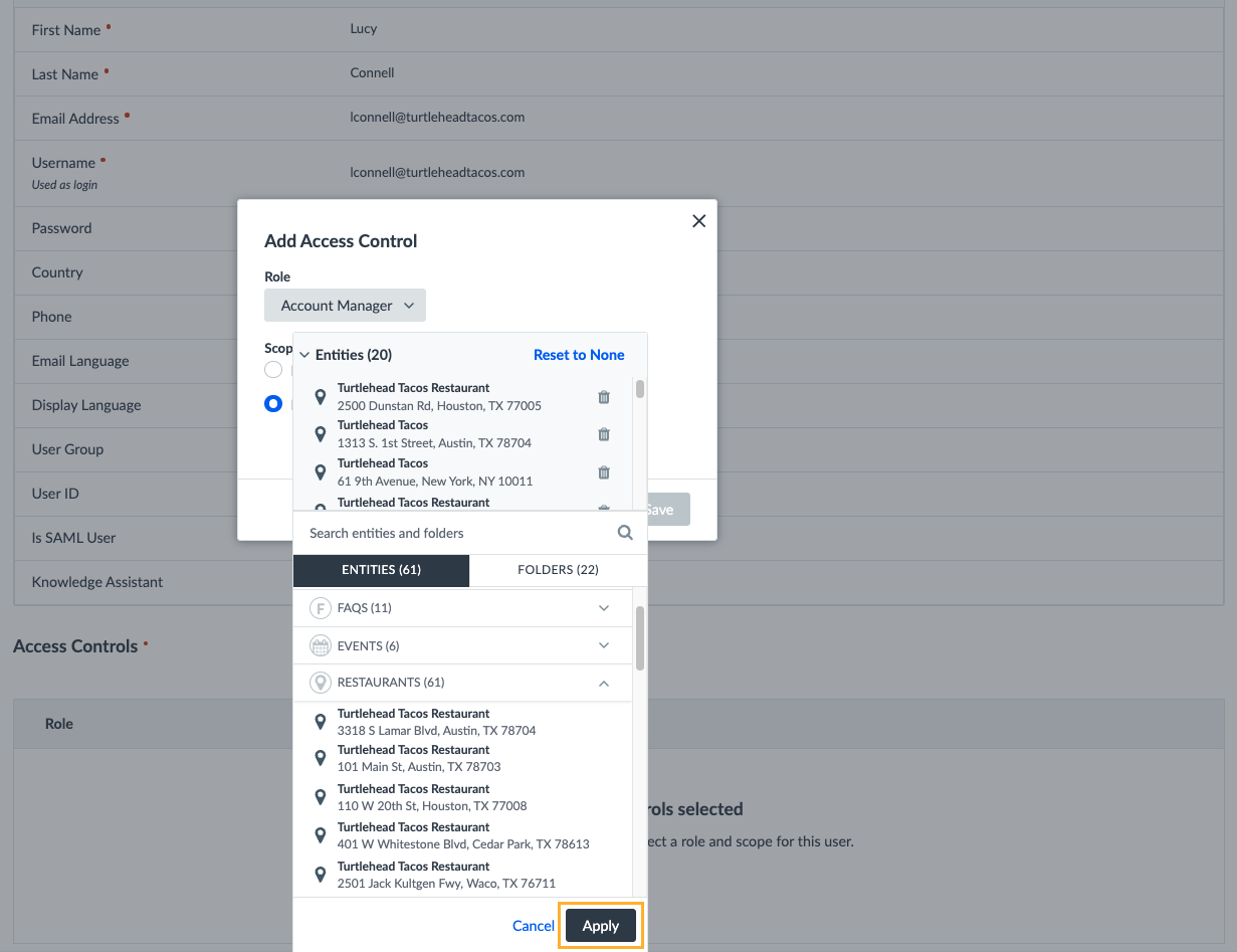 add multiple access controls