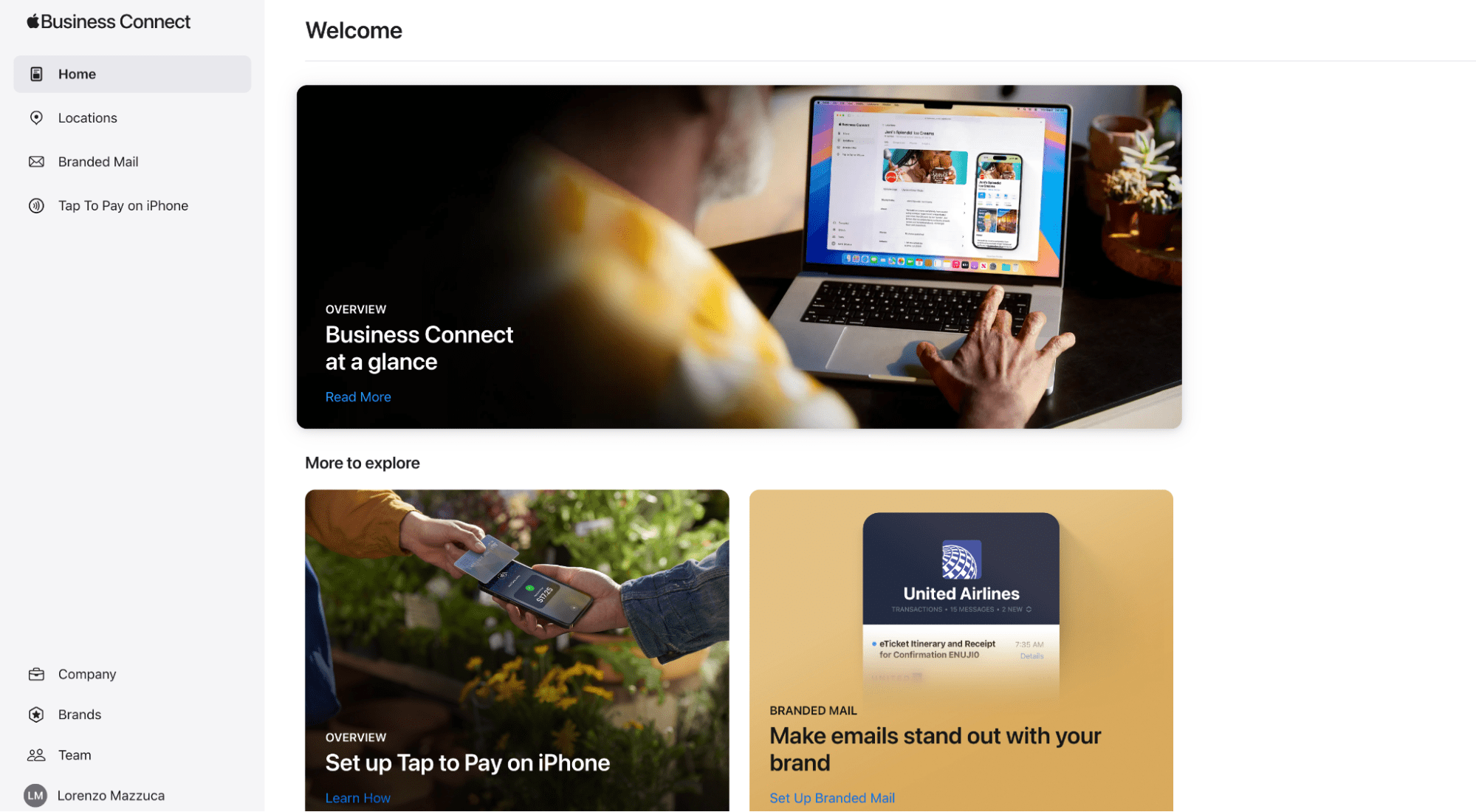 Apple Business Connect main page