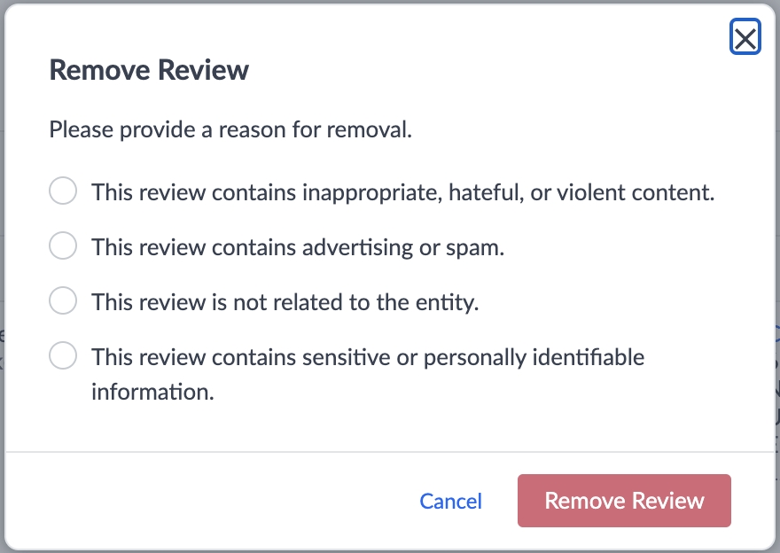 modal to flag a review
