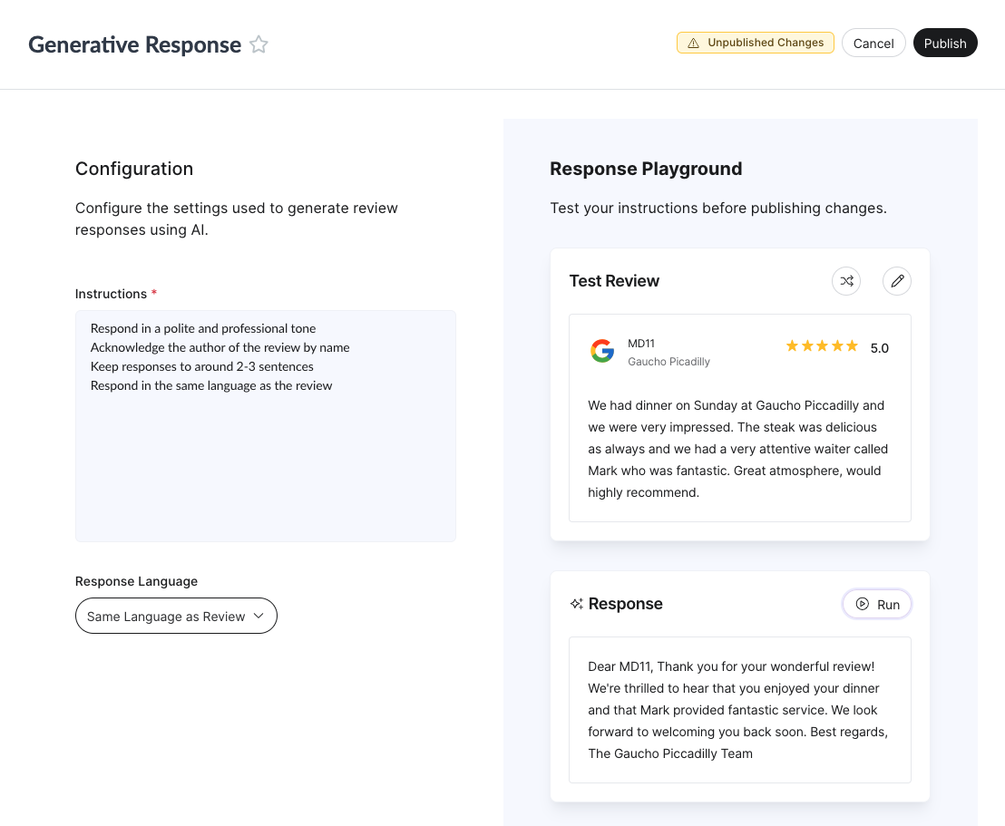 generative response playground